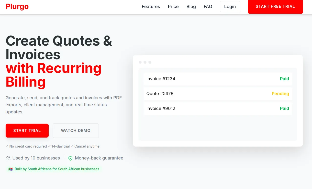 Plurgo dashboard before redesign